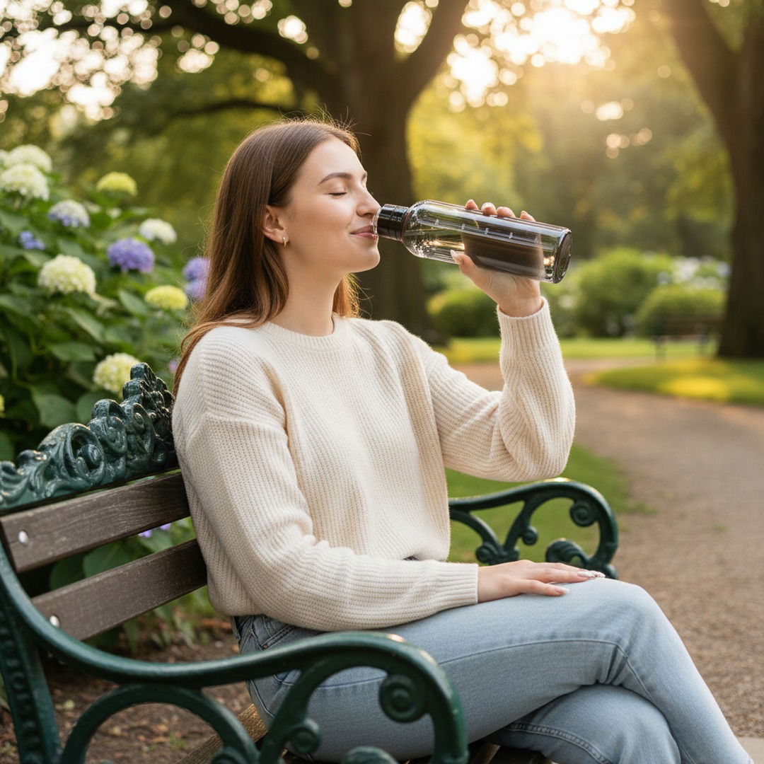 Vielseitige Trinkflasche | Auslaufsichere Wasserflasche mit Zeitskala | Ideal für Kinder und Erwachsene zur Hydration 3