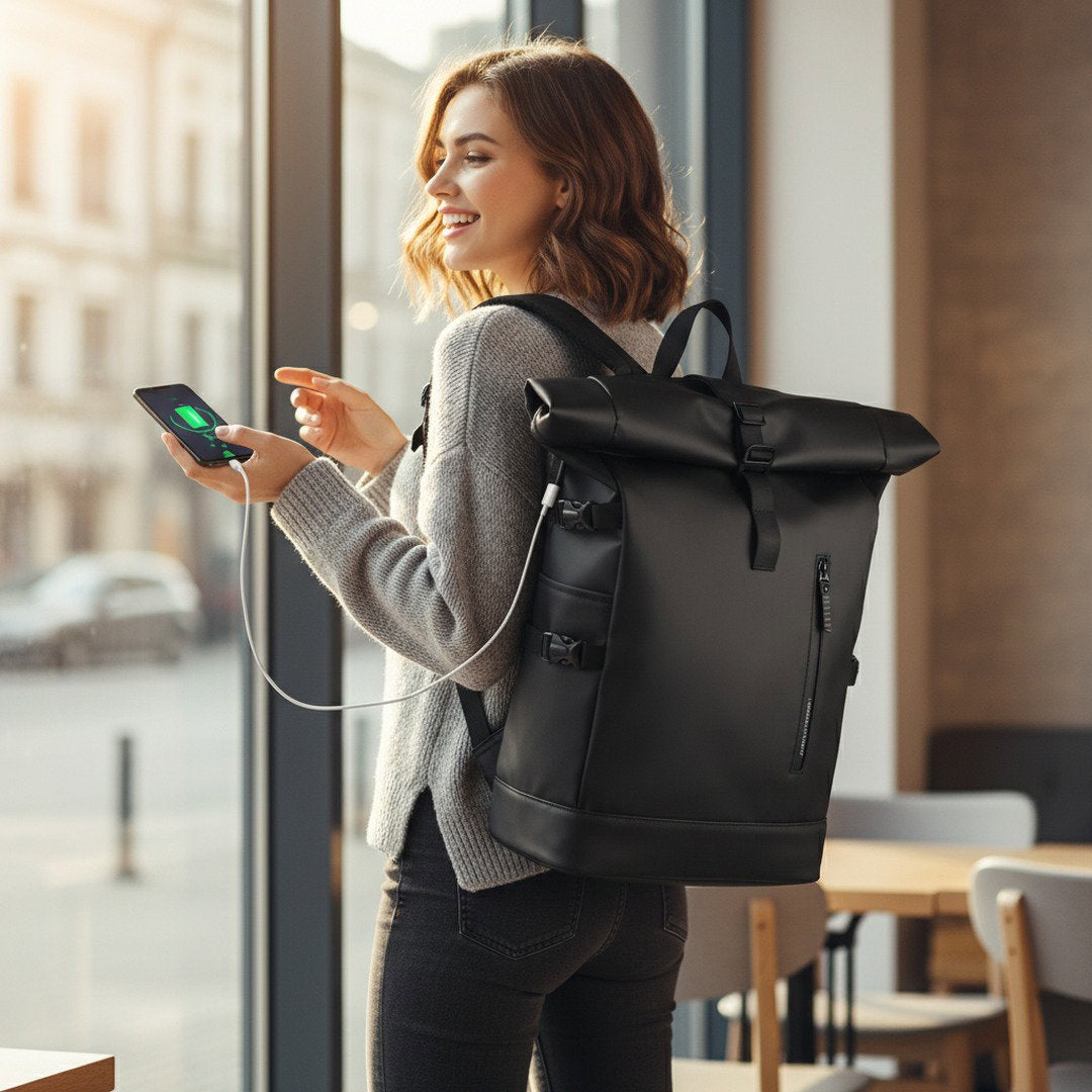 Vielseitiger Rolltop Rucksack | Wasserdichtes Design mit Ergonomischen Tragegurten für Alltag und Reisen 7