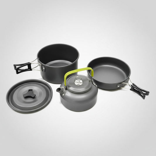 Outdoor Camping Kochset mit Leichtem Aluminiumdesign | Vielseitiges Kochzubehör für Abenteuer in der Natur