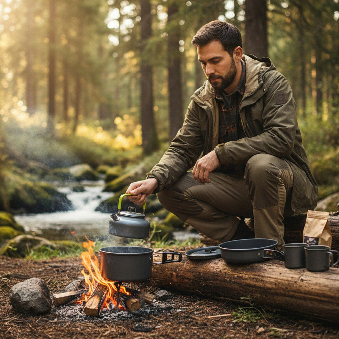 Outdoor Camping Kochset mit Leichtem Aluminiumdesign | Vielseitiges Kochzubehör für Abenteuer in der Natur